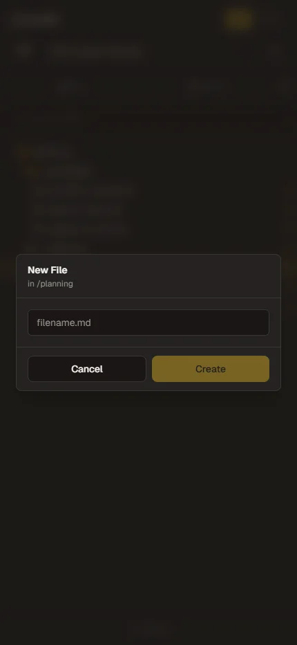 Create new file dialog