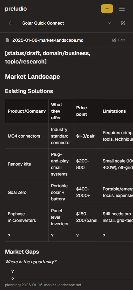 Document view with rendered markdown